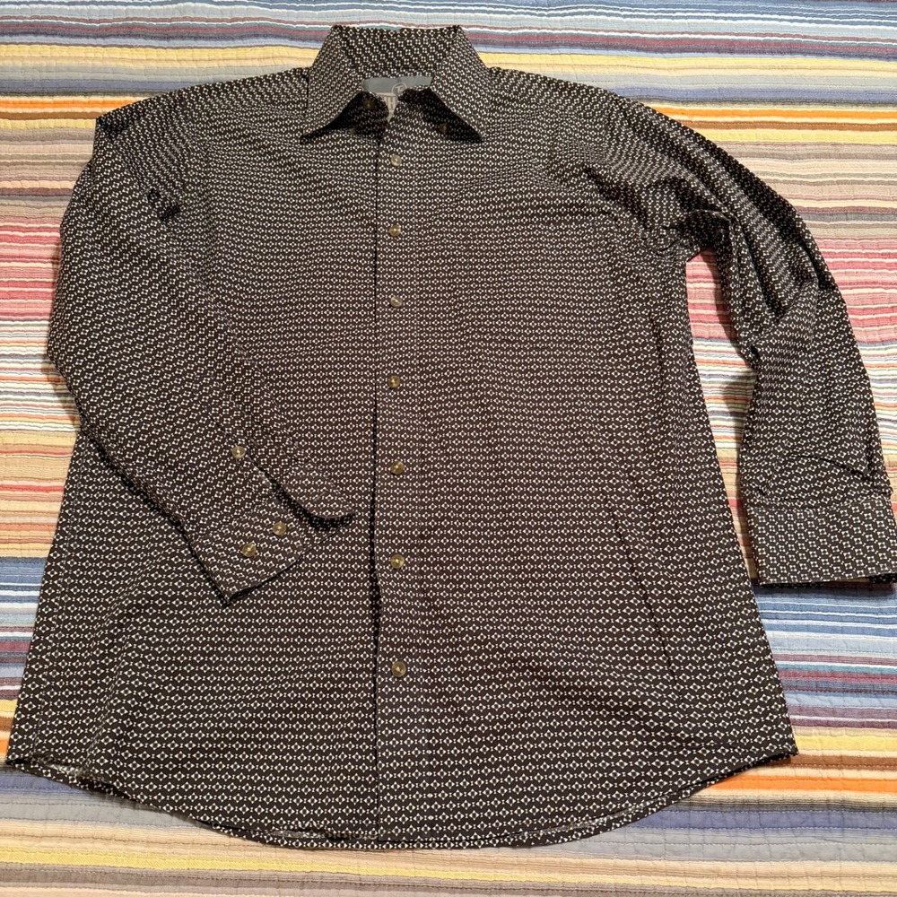 Panhandle Mens Tuf Cooper‎ Performance Long Sleeve Geometric Button Shirt Size S